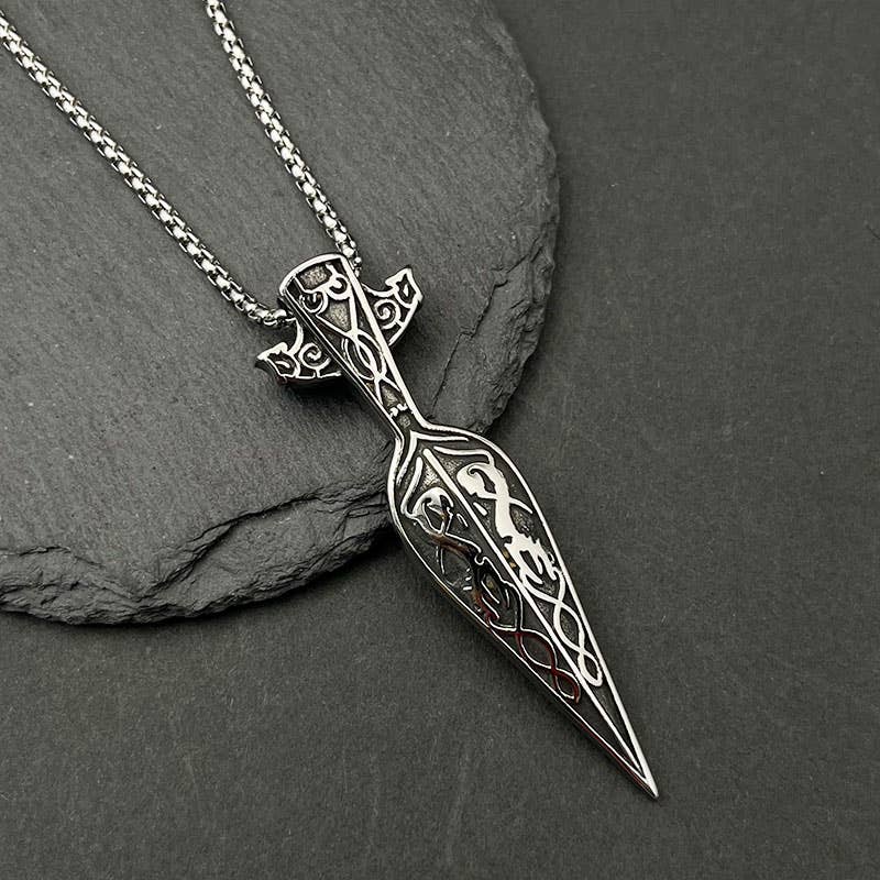 Vintage Viking Jewelry Sword Spear Pendant Necklace
