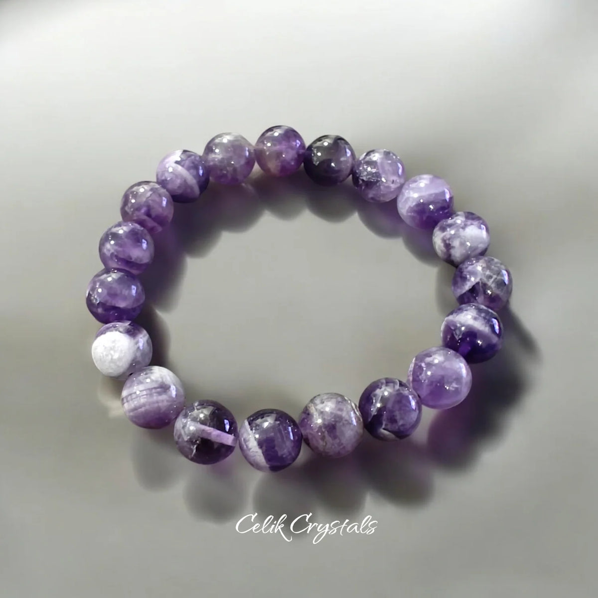 Chevron Amethyst Stone Bracelet 10mm