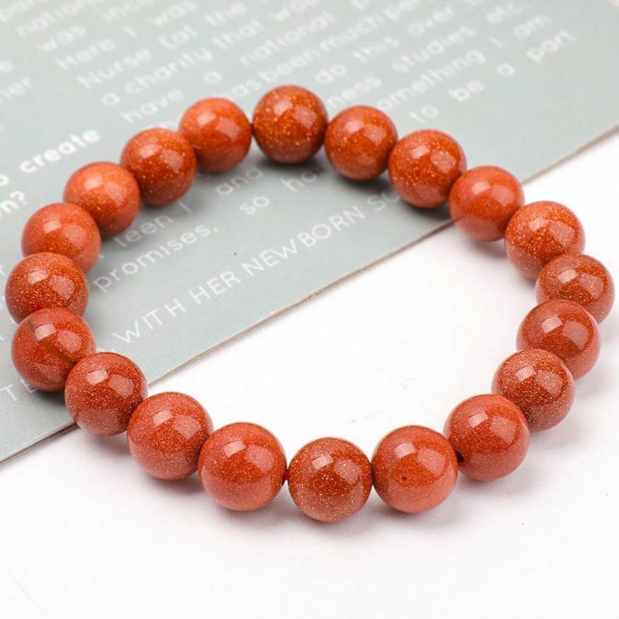 Men's Gold Sandstone Stone Bracelet-10MM