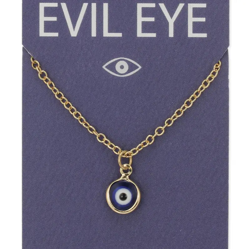 Calming Blue Eye Charm Gold Necklace