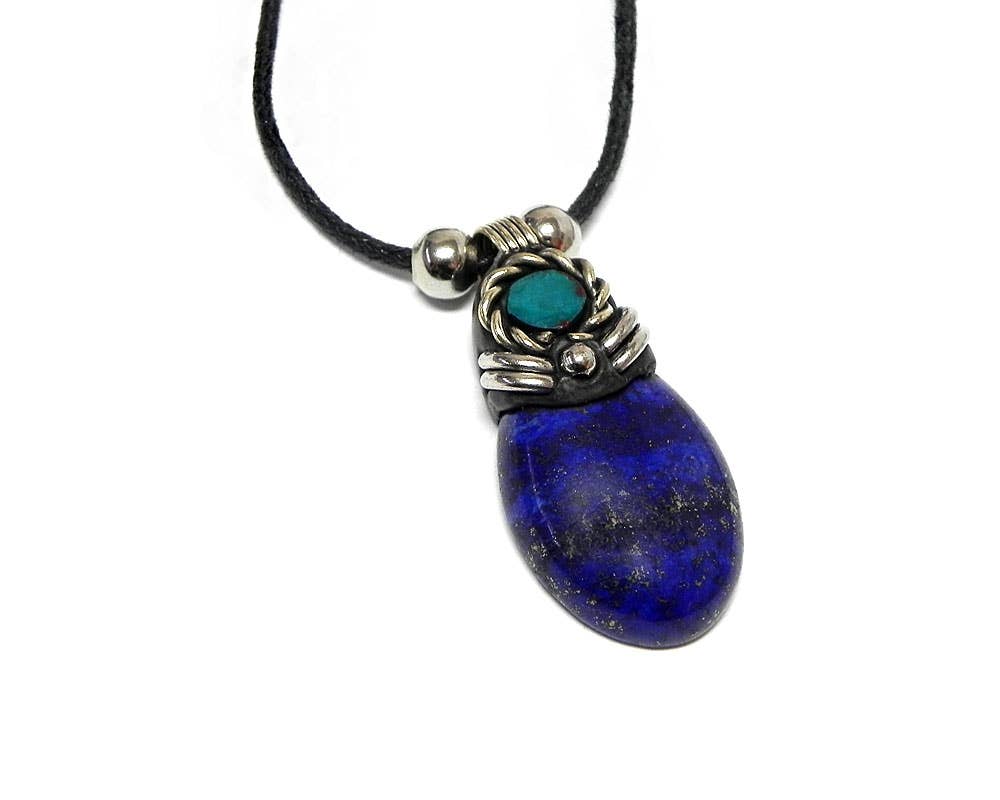 Oval Semi Precious Stone Pendant Necklace