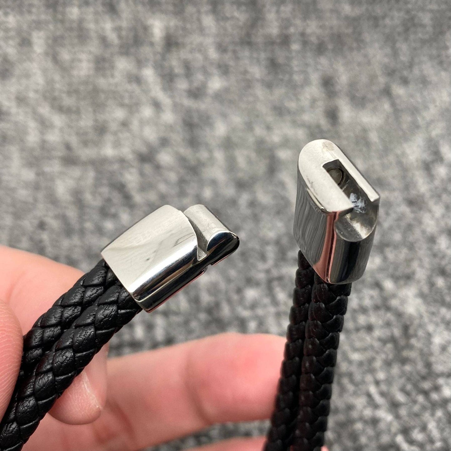 Triple Stainless Steel Skull Men's Leather Bracelet