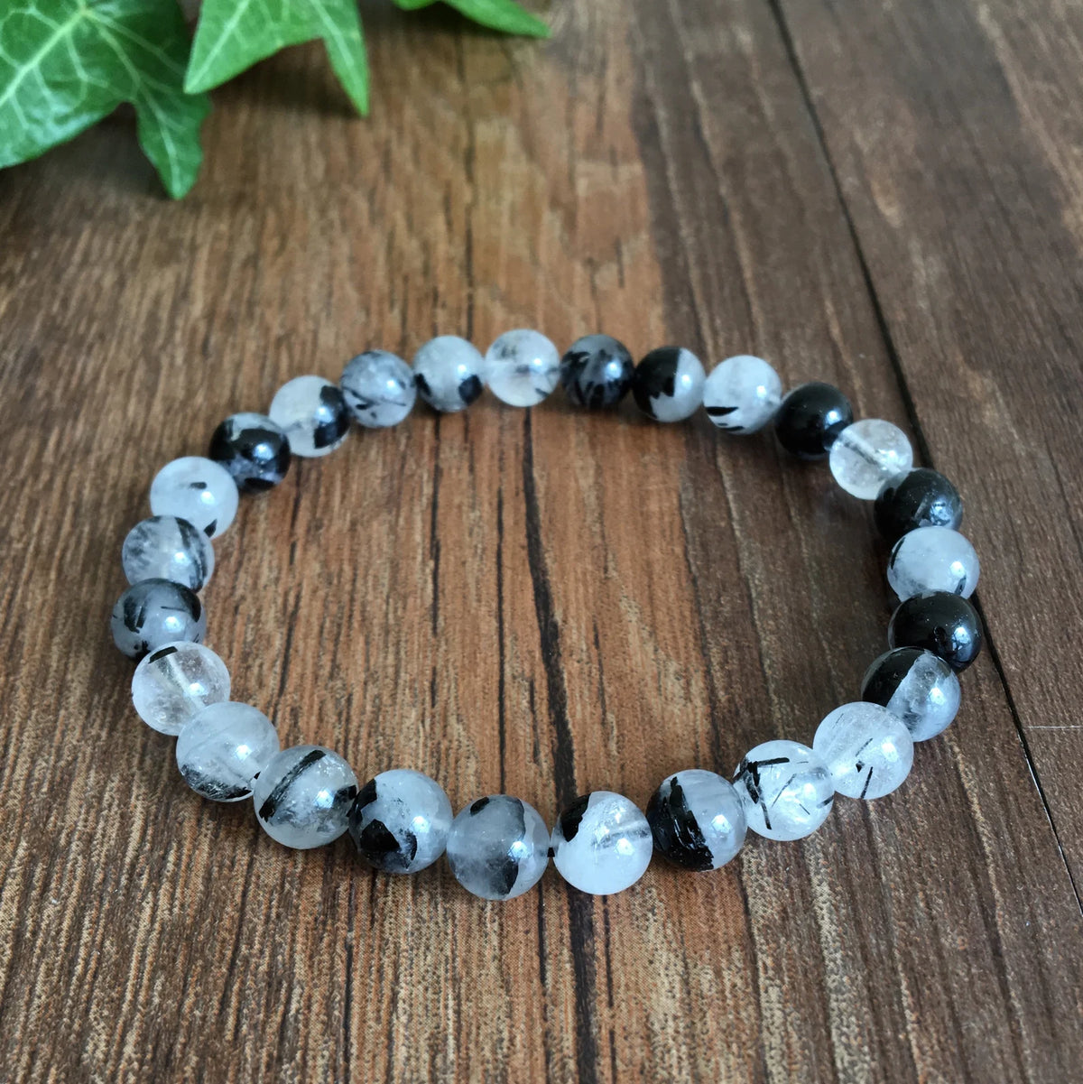 Tourmaline in Quartz Stone Bracelet 8mm