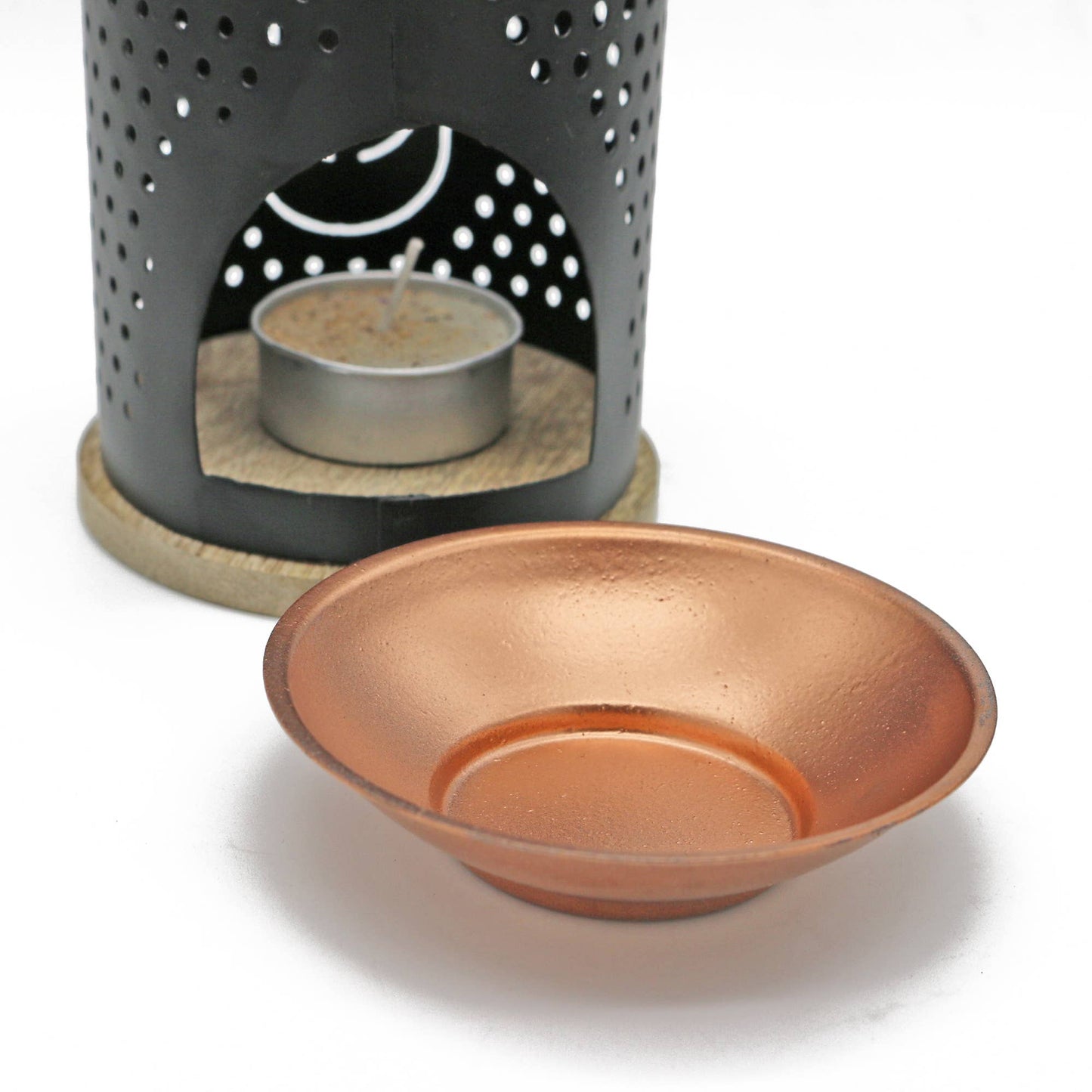 Brass Oil Burner w/ Mesh + Candle Opening: Flower of Life