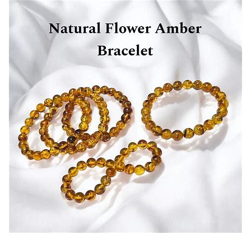 Amber Flower Stone Bracelet 6mm