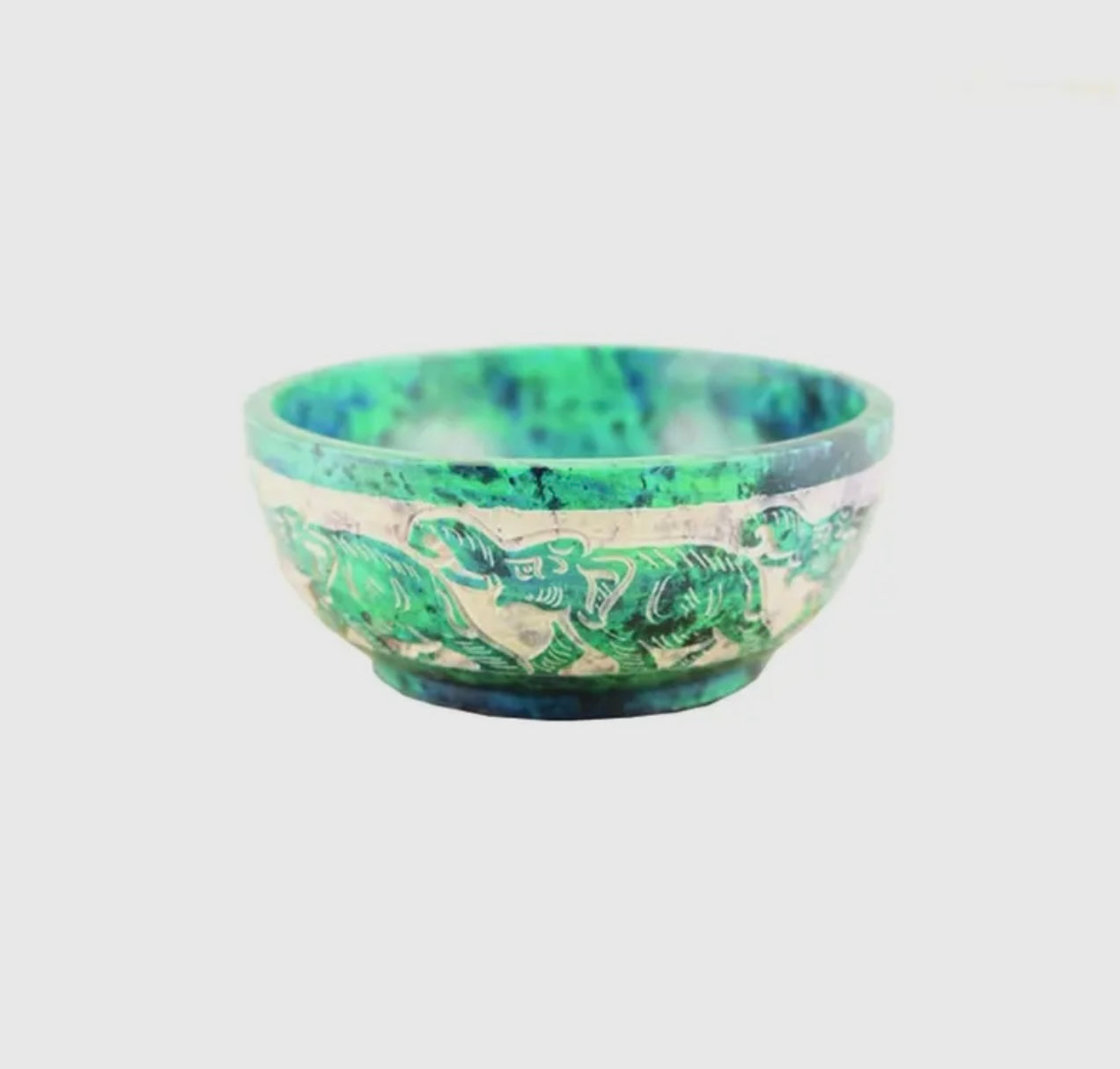 Turquoise Elelphant Hand Carved Smudge Bowl