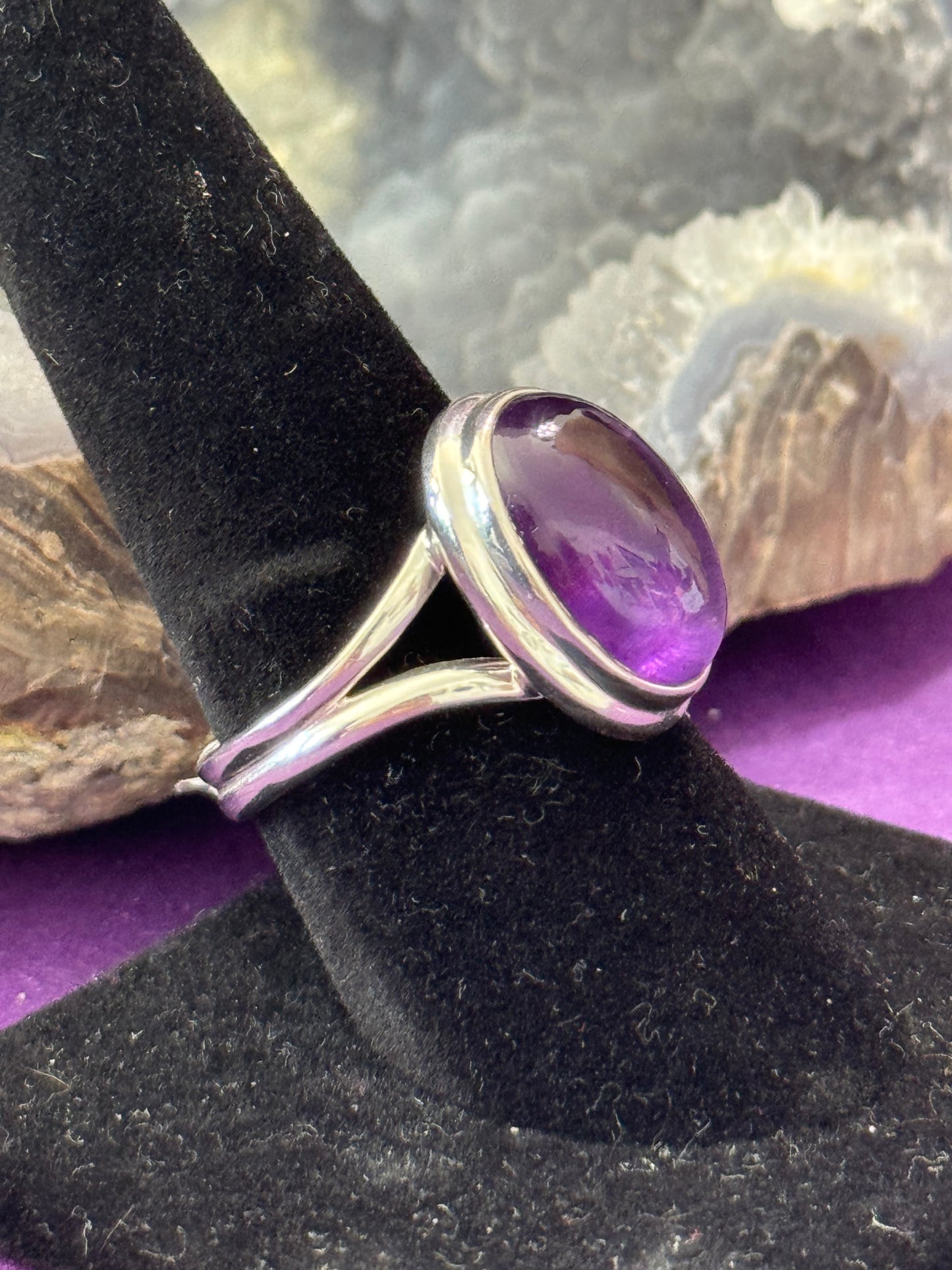 Sterling Silver Ring- Oval Amethyst