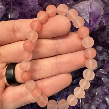 Matte Cherry Quartz Stone Bracelet 8mm
