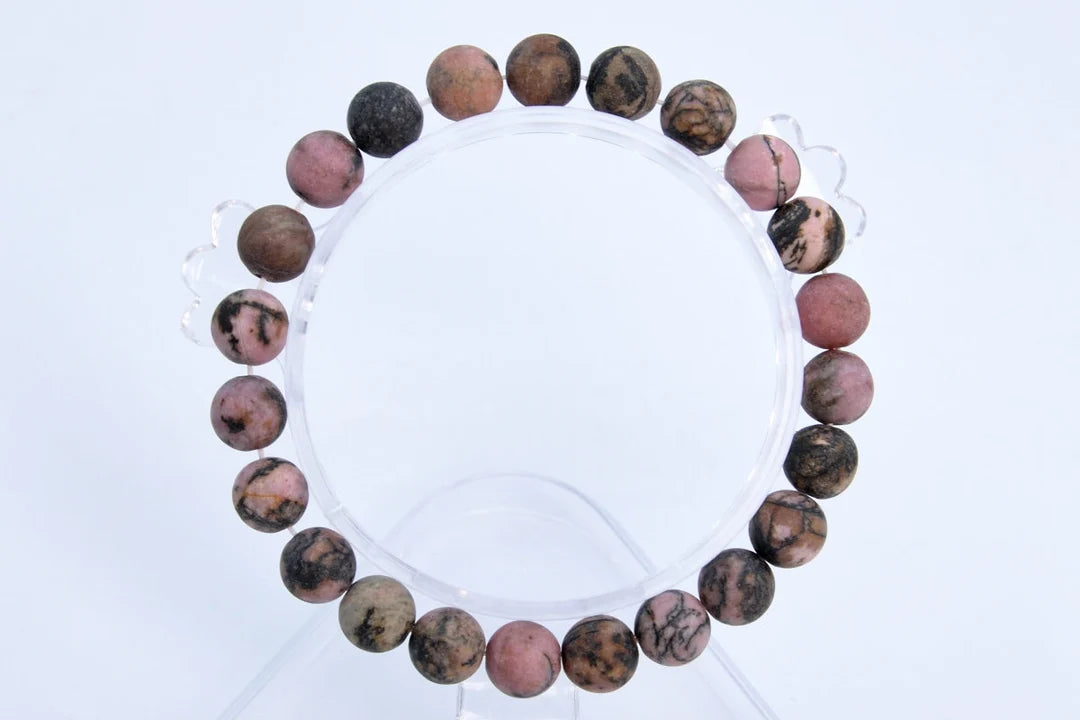 Matte Rhodonite Stone Bracelet 8mm