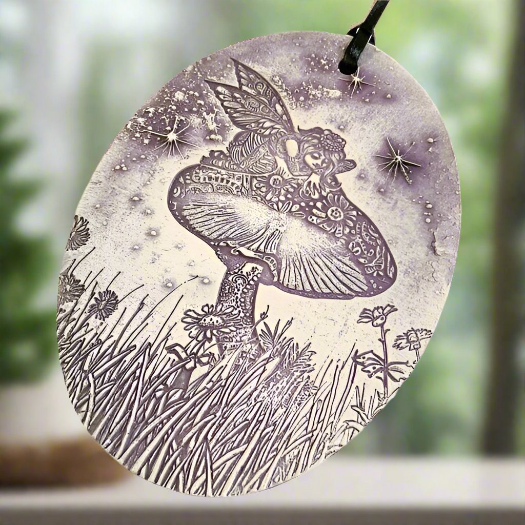 Pottery Wall Plaque-Mushroom Fairy