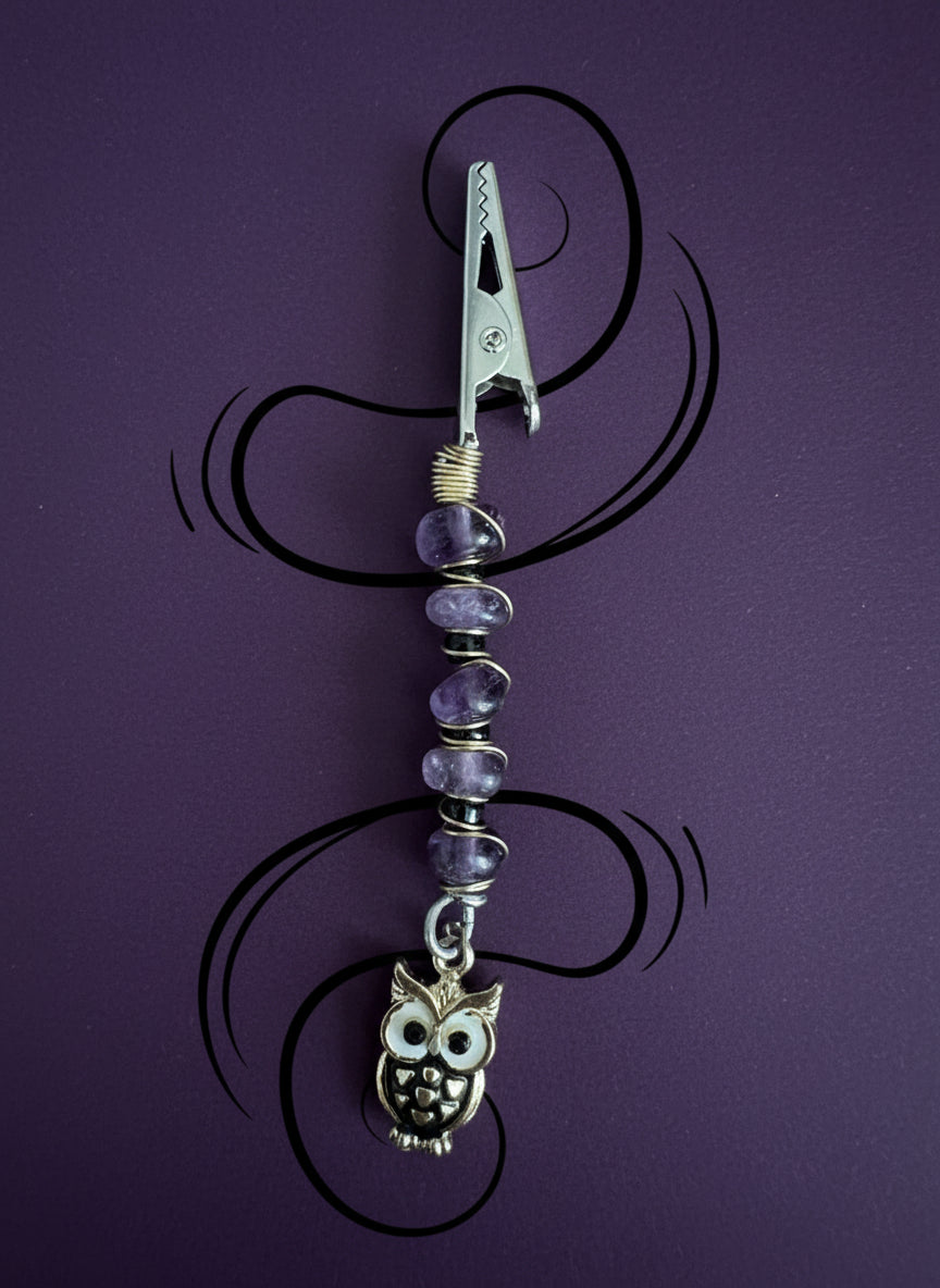 Amethyst Owl Smoking Clip