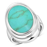 Turquoise Step Edge Ethnic Sterling Silver Ring