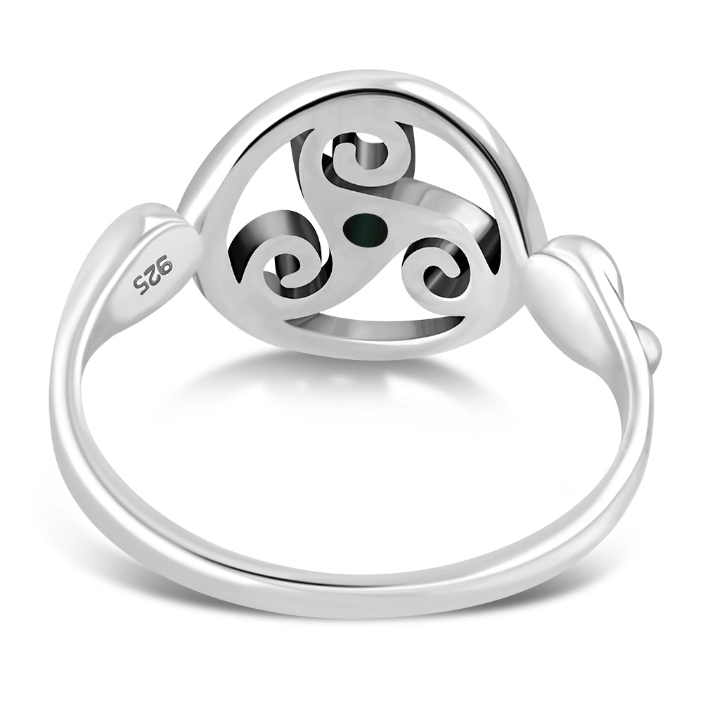 Green Agate, Triple Archimedean Sterling Silver Ring