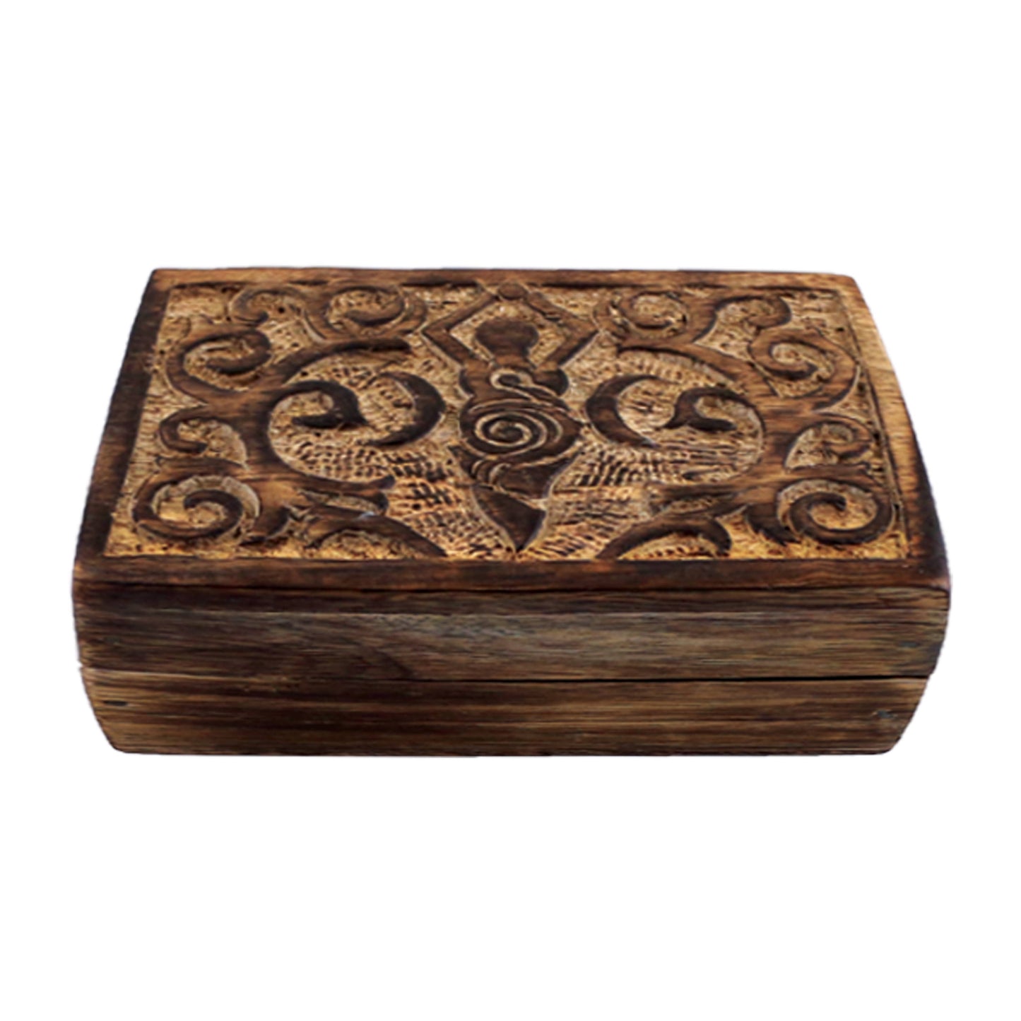 Earth Goddess Carved Wooden Jewelry Box (6 x 4 in.)