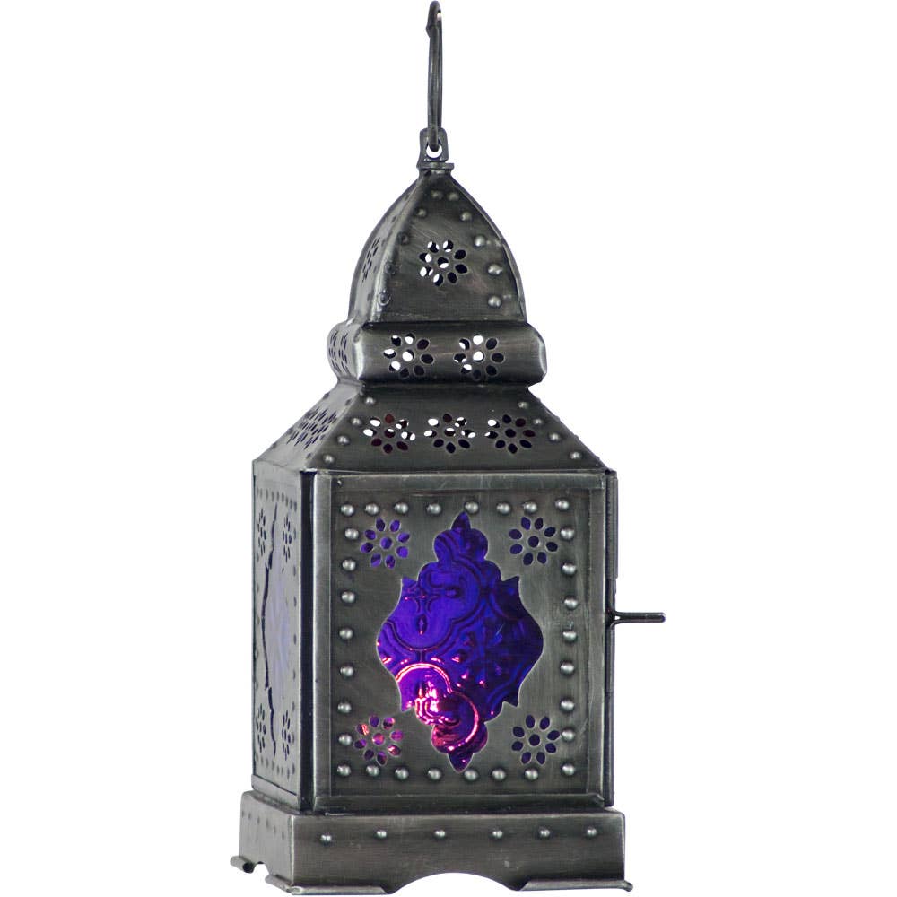 Glass & Metal Lantern Temple Purple (Each)