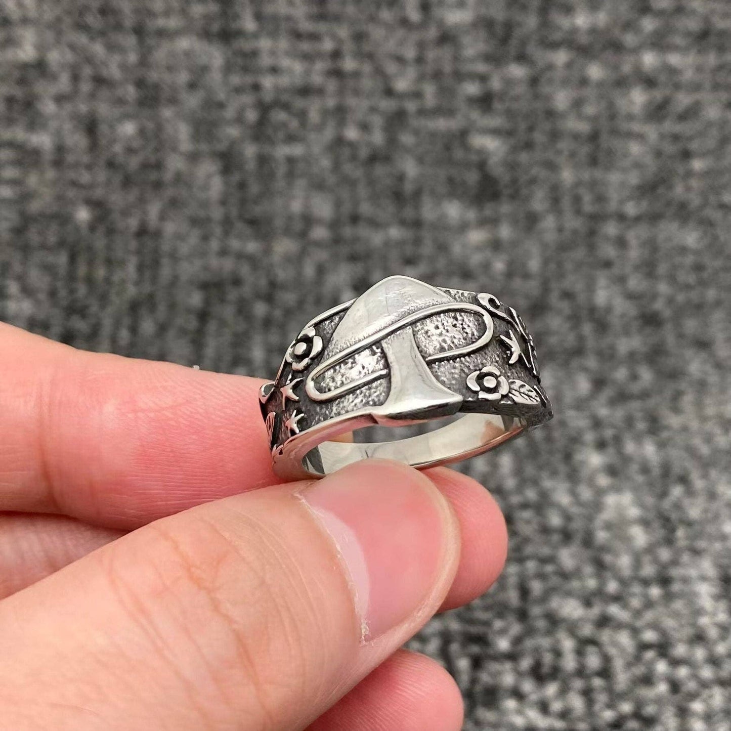 Mushroom In The Jungle Stainless Steel Ring