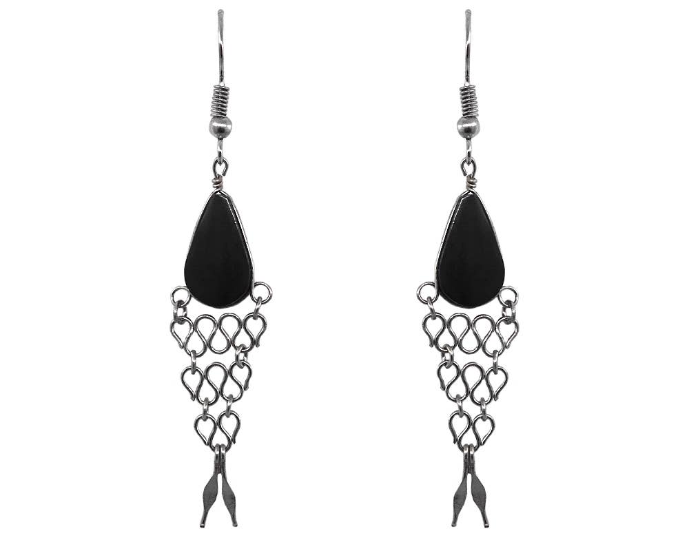 Assorted Stone Chip Stone Metal Dangle Earrings