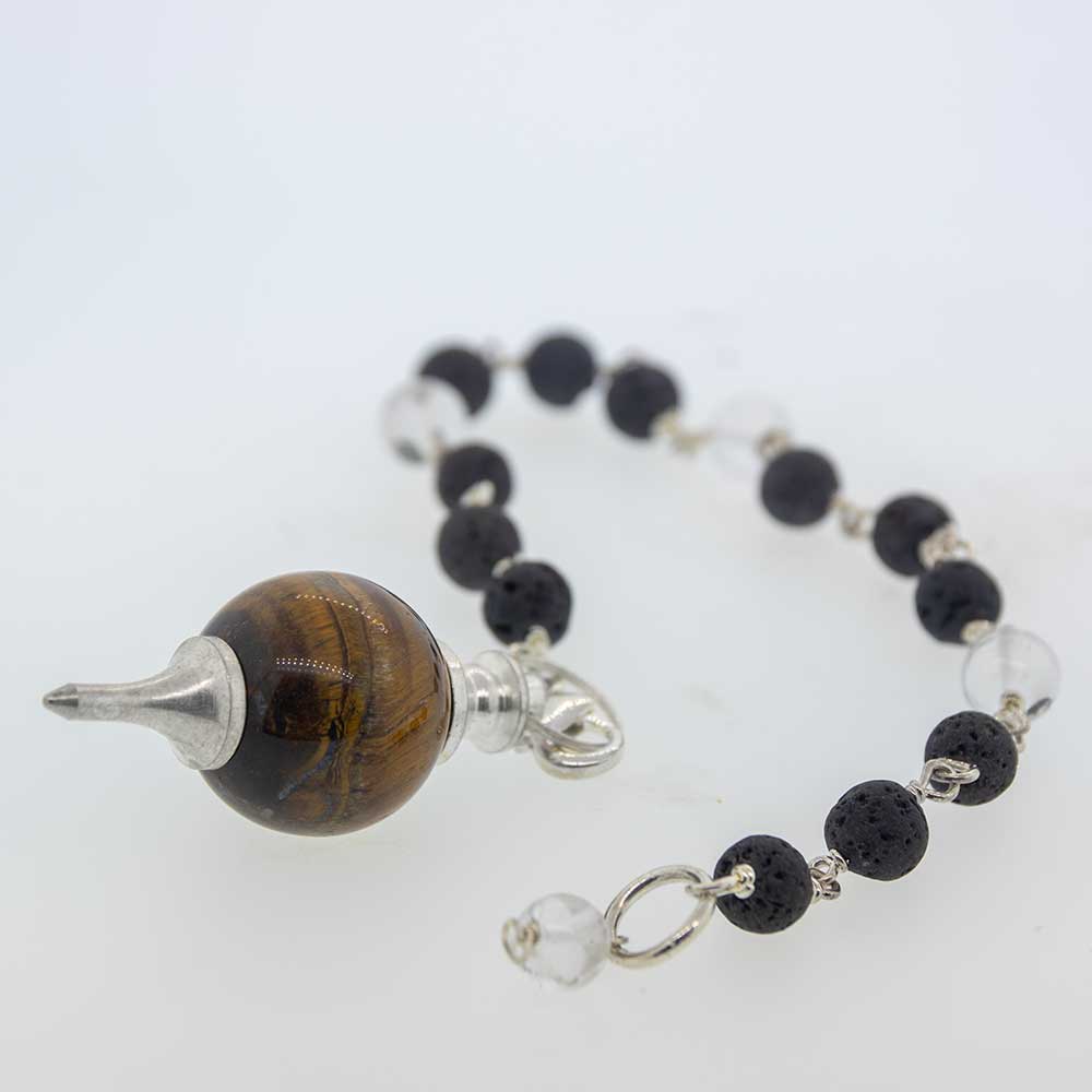 Pendulum Sephoroton w/ Lava Beads - Tiger Eye