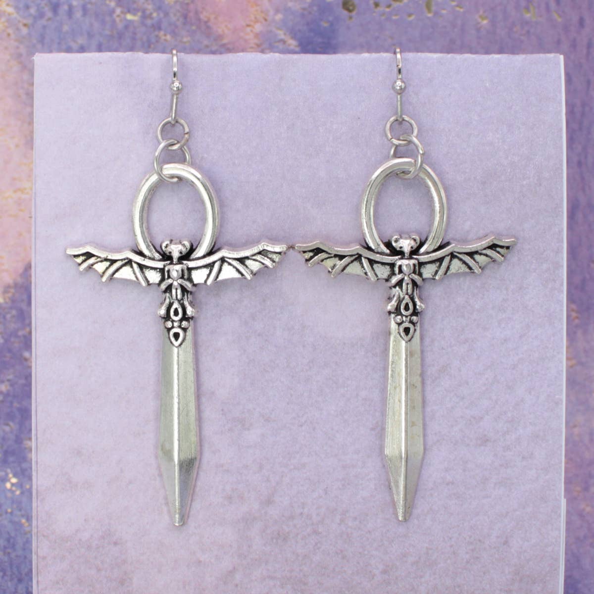 Sacred Dagger Silver Sword Earrings