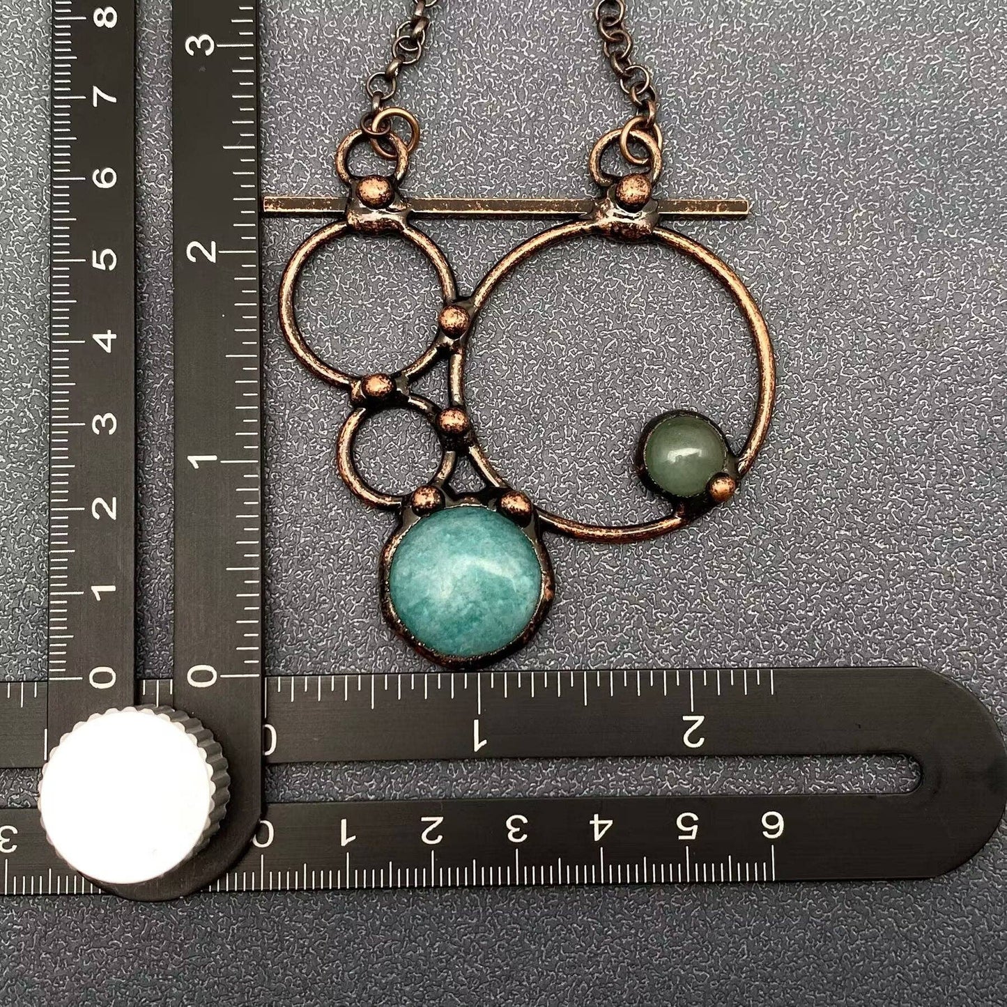 Amazonite & Green Aventurine Geometric Charm Necklace