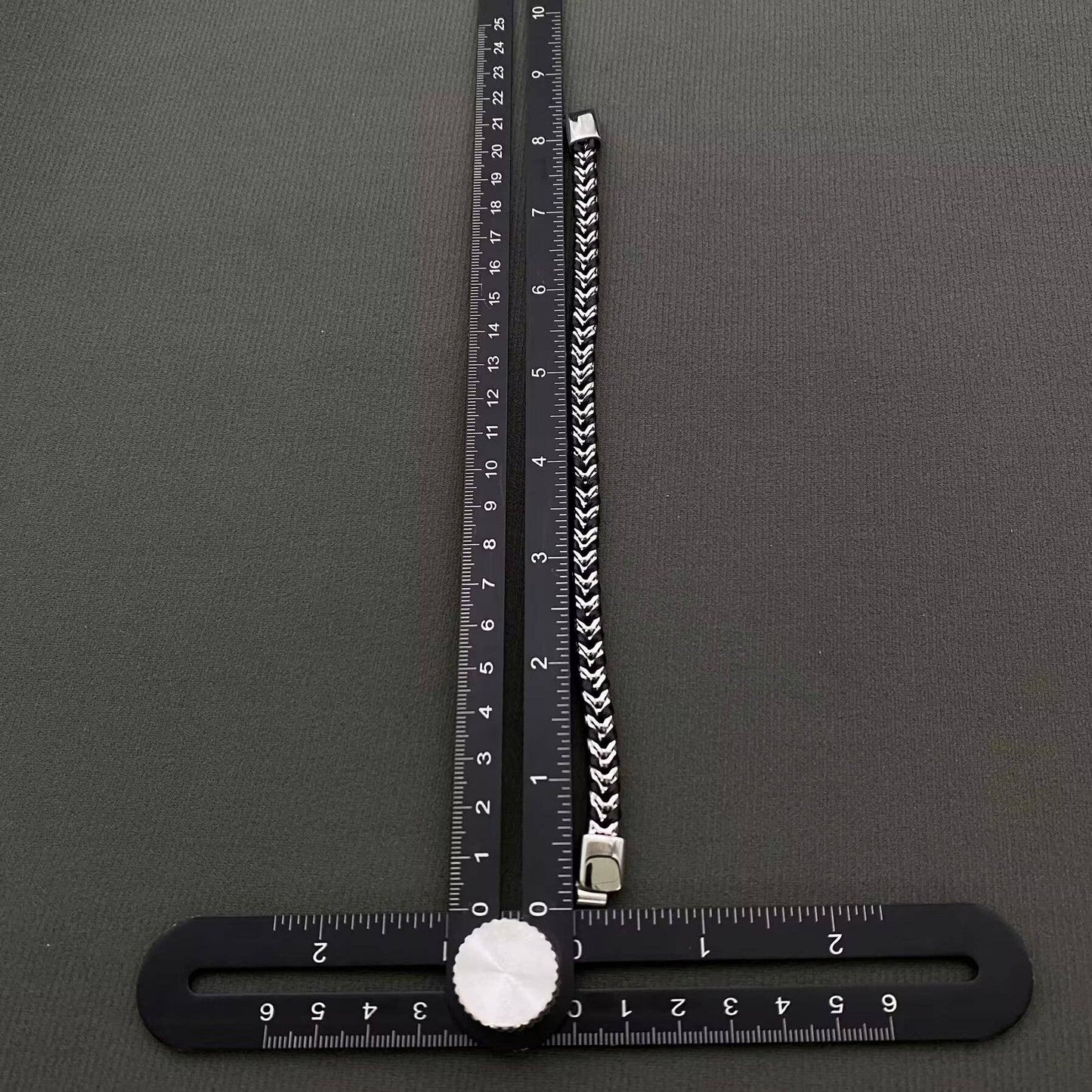Men's Two Tone S.Steel Chain & Leather Woven Bracelet