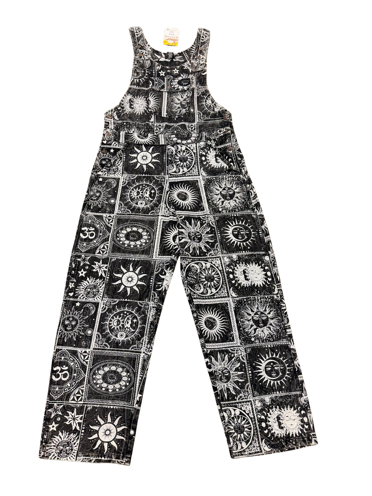 Cotton Sun Moon Patch Design Jumpsuit Overalls