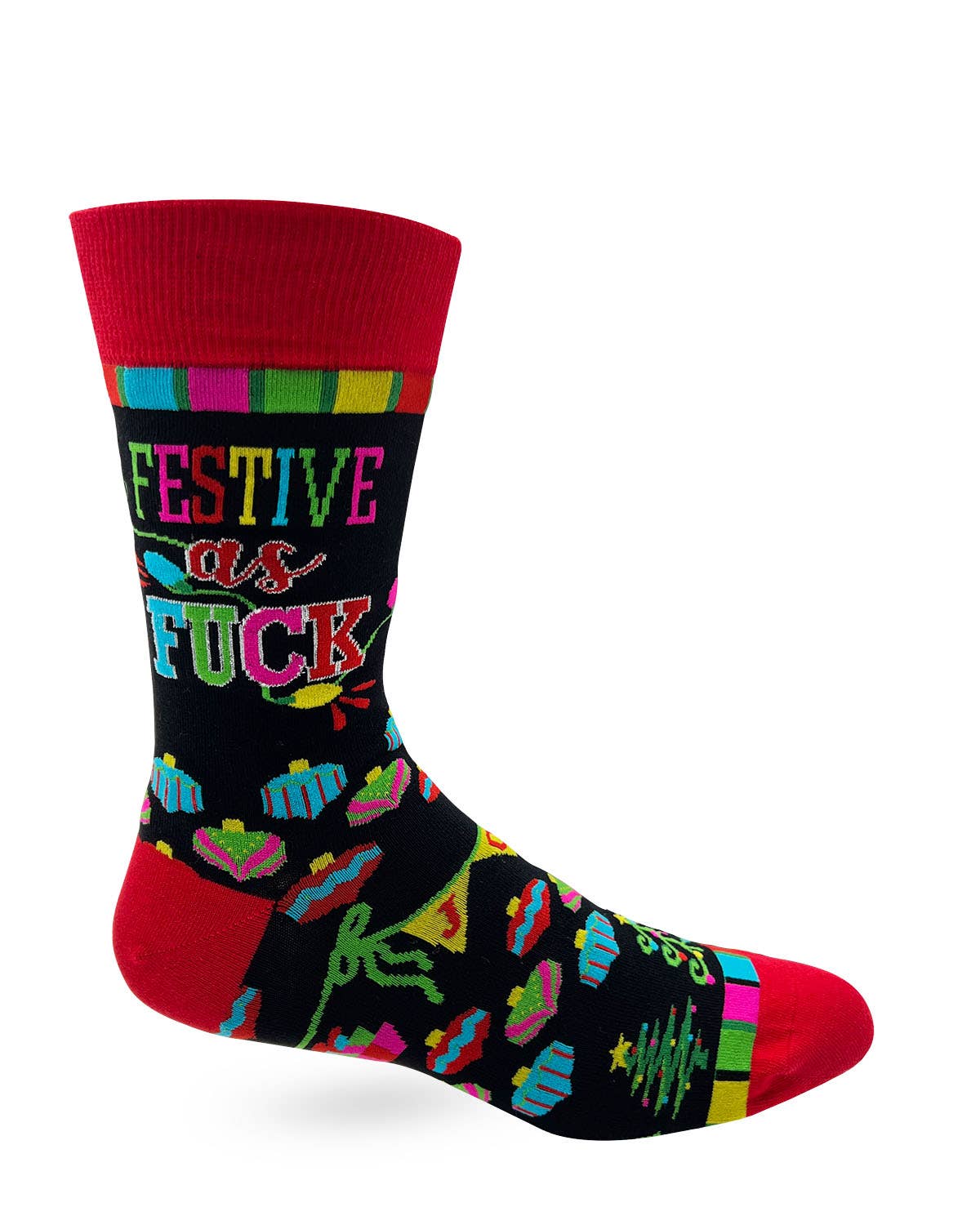 Festive as Fuck Funny Christmas Men's Novelty Crew Socks