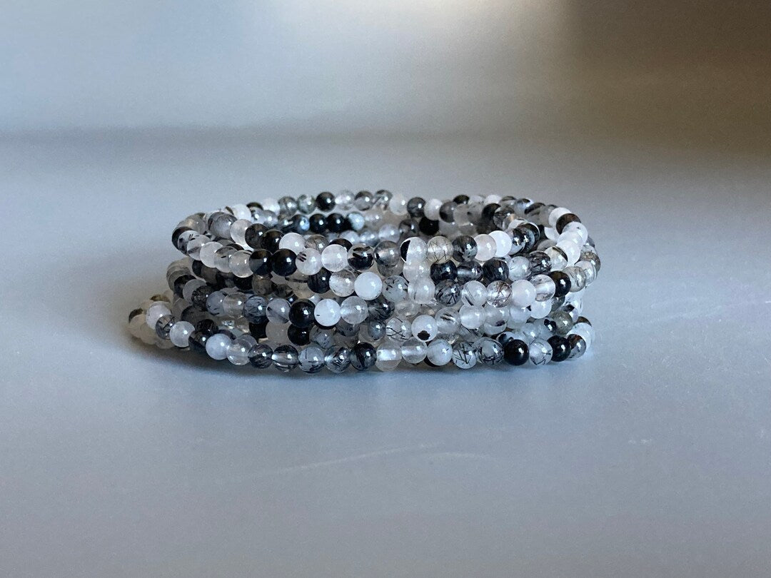 Tourmaline in Quartz Stone Bracelet 3mm
