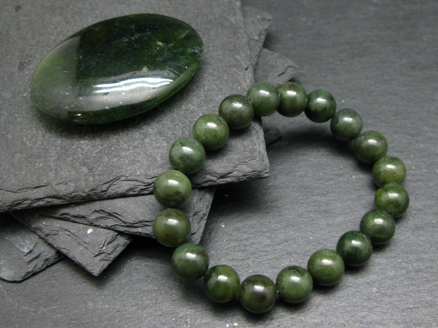 Nephrite Jade Stone Bracelet 10mm