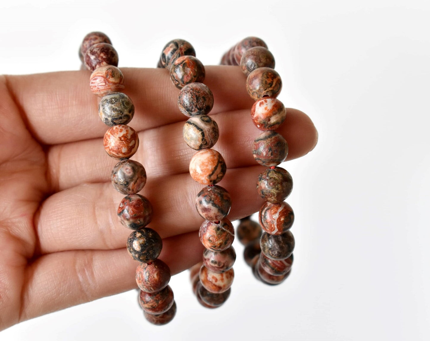 Leopard Skin Jasper Stone Bracelet 4mm