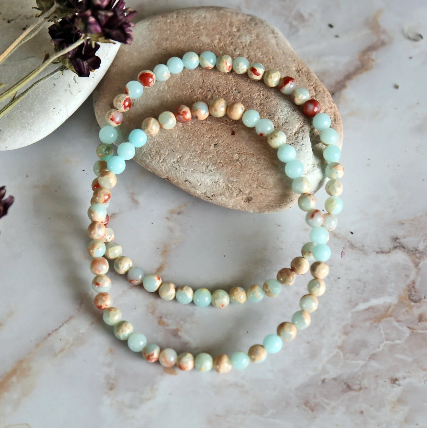 Snake Skin Jasper Stone Bracelet 4mm