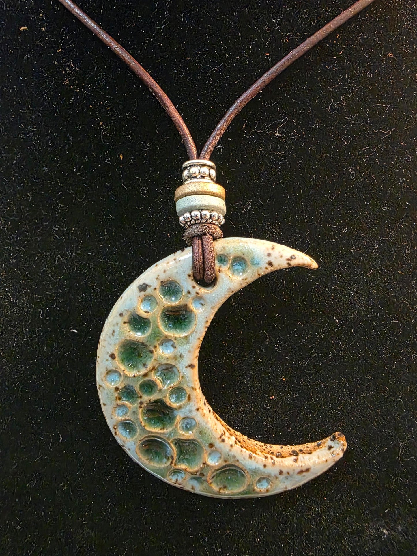 Handmade Pottery Necklace Moon 1