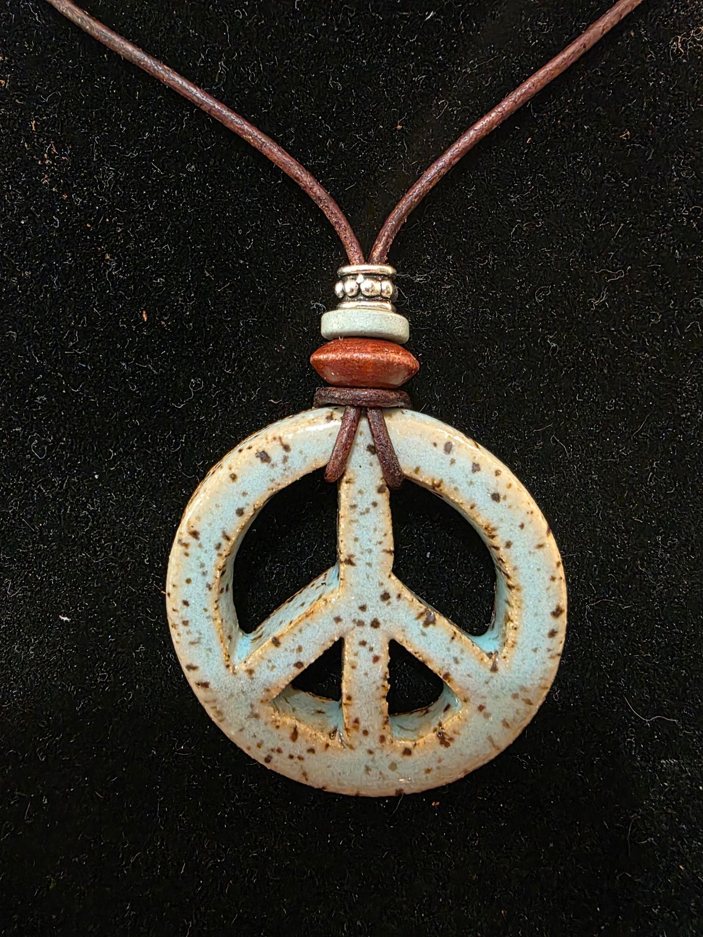 Handmade Pottery Necklace Style-Peace Sign 1
