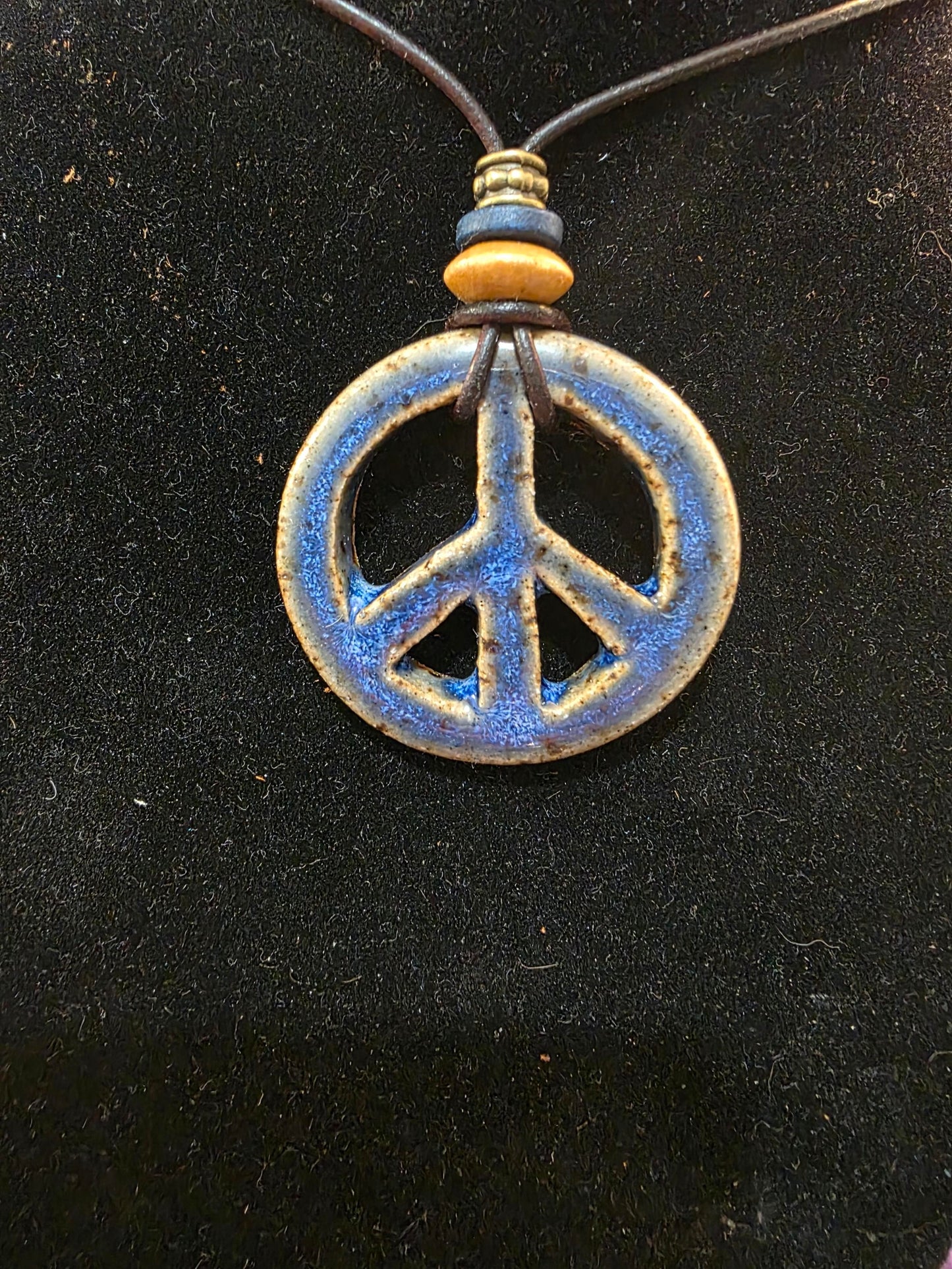 Handmade Pottery Necklace Style-Peace Sign 3