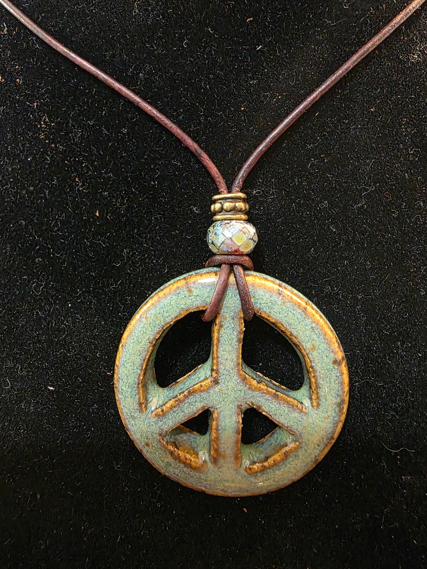 Handmade Pottery Necklace Style-Peace Sign 4