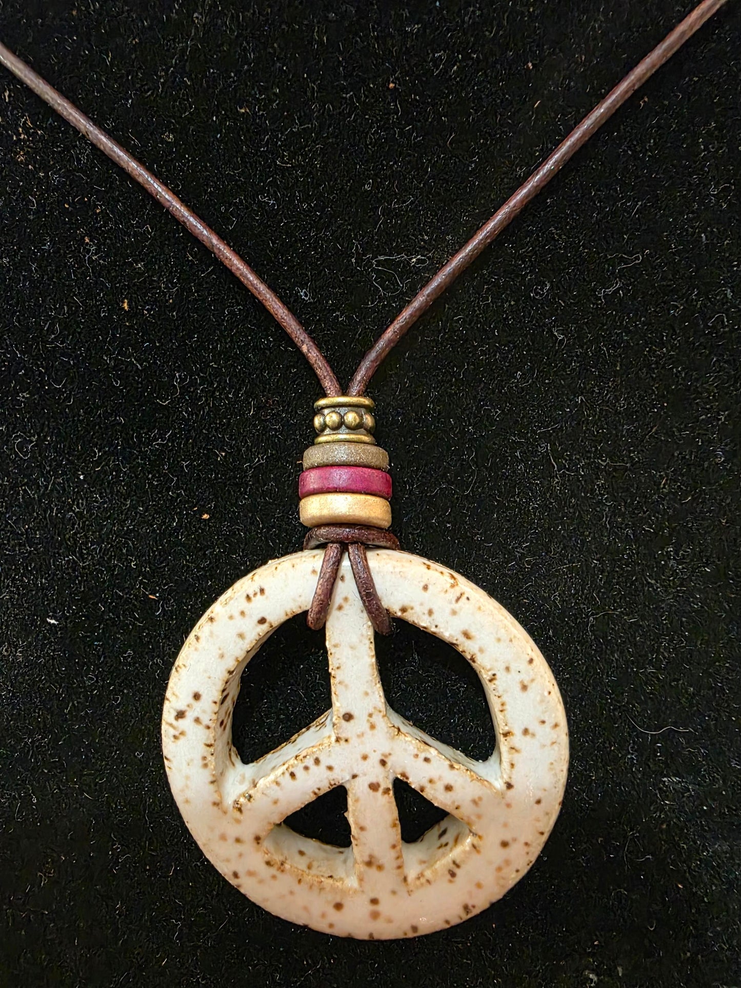 Handmade Pottery Necklace Style-Peace Sign 5