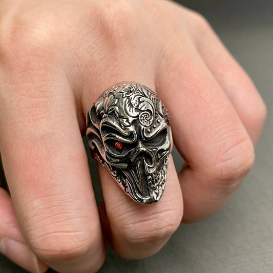 Red Eye Skull Men's Stainless Steel Ring