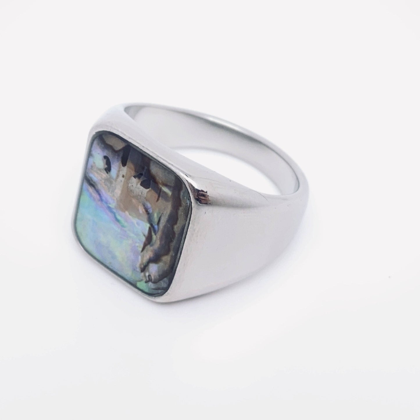 Unisex Shell-inlaid Fashion Stainless Steel Ring