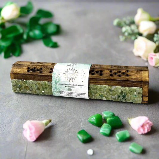 Aventurine Elements Crystal Wooden Coffin Box