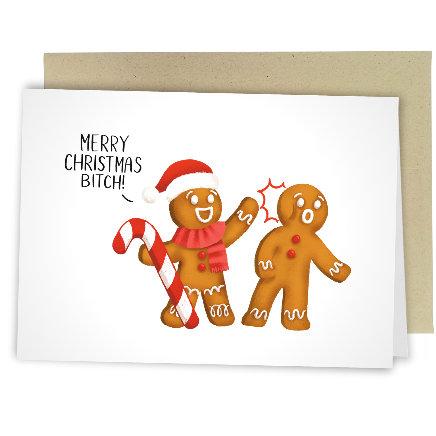 Merry Christmas Bitch Gingerbread - Funny Christmas Card