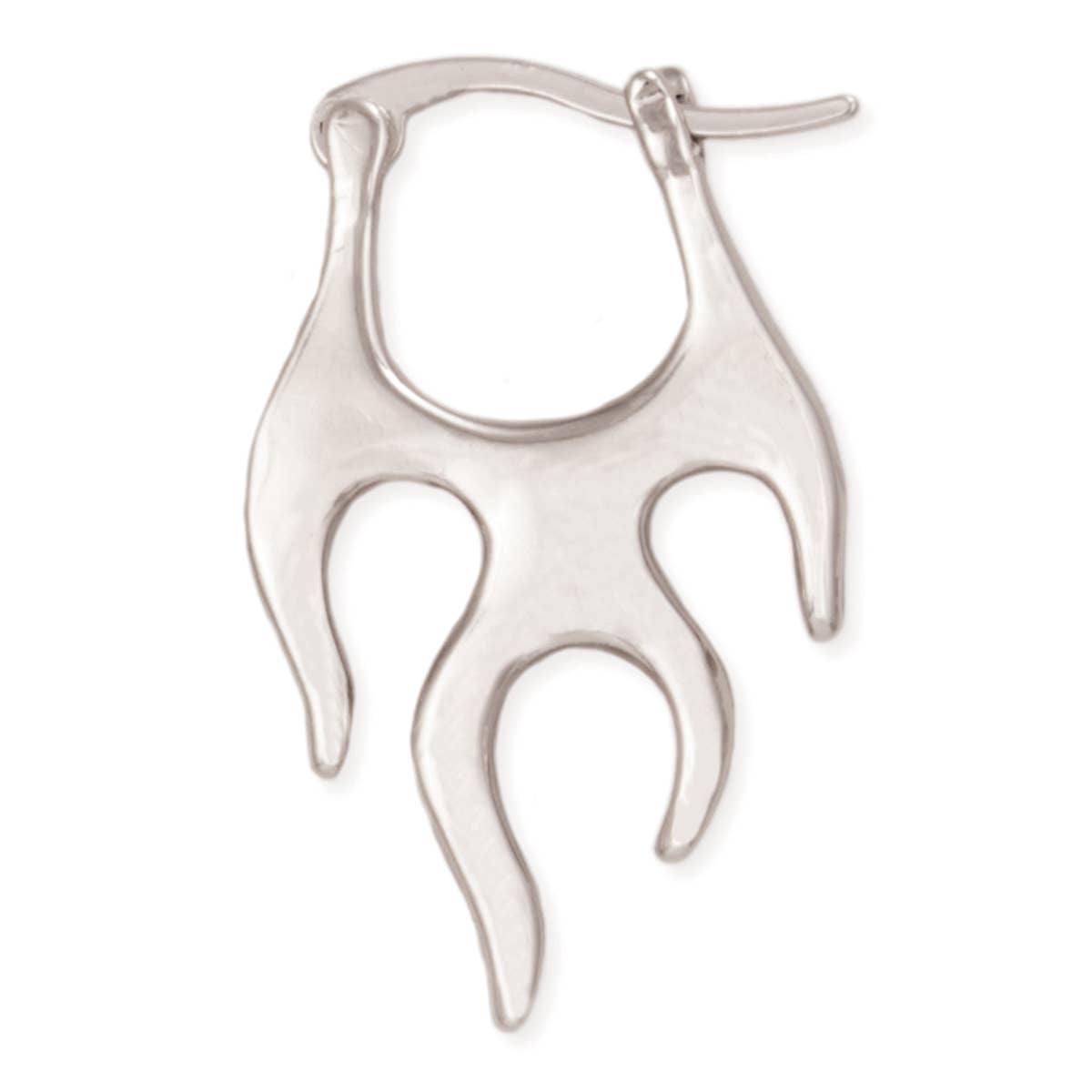 Hot Rod Silver Flames Hoop Earrings