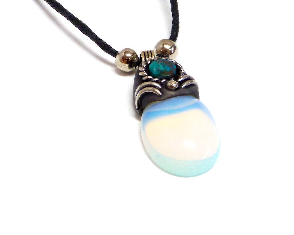 Oval Semi Precious Stone Pendant Necklace