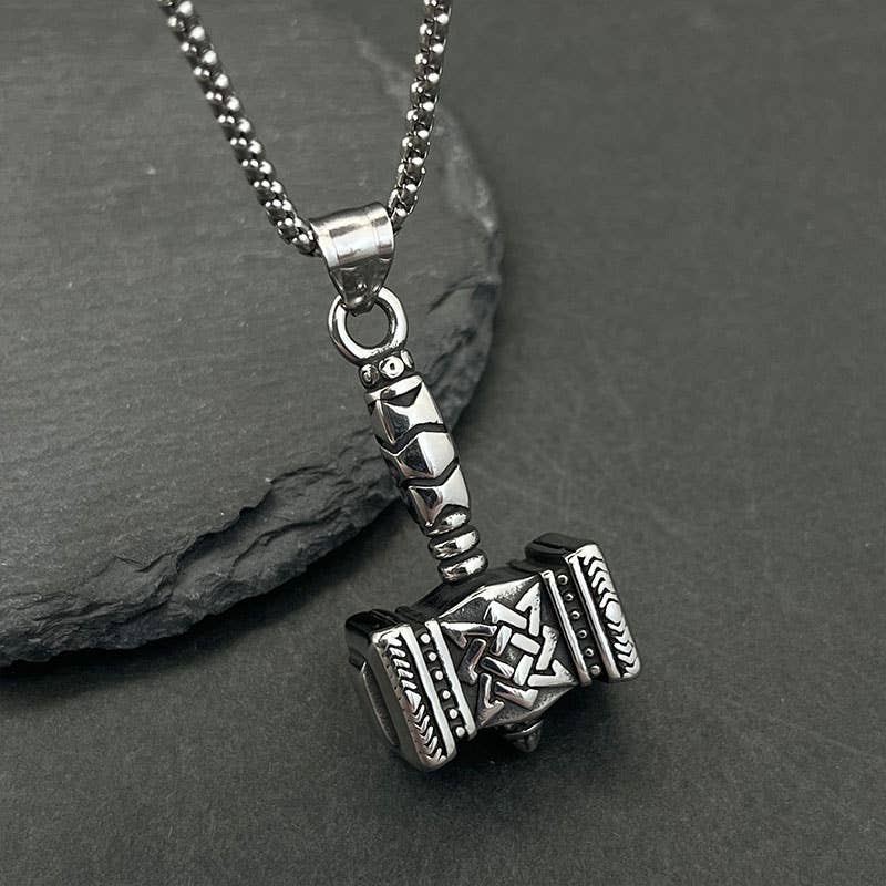 Retro Viking Thor's Hammer Pendant Necklace