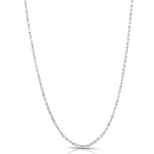 Sterling Silver Unisex 1MM Diamond Cut Rope Chain Necklace