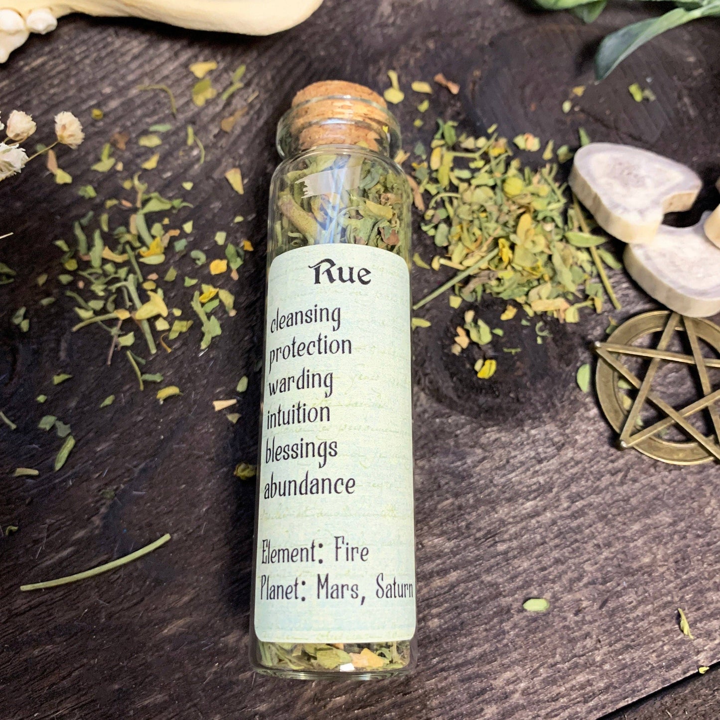 Rue Herb Bottle • Witchcraft herbs for spells & rituals