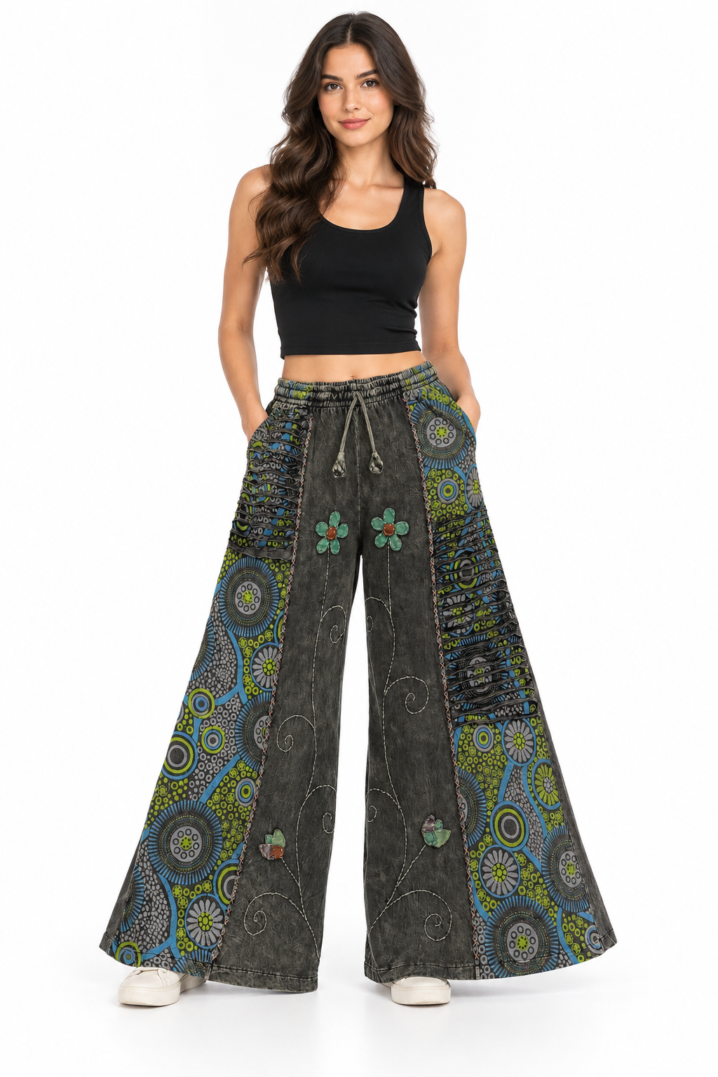Cotton Razor Cut Crazy Artwork Palazzo Pant