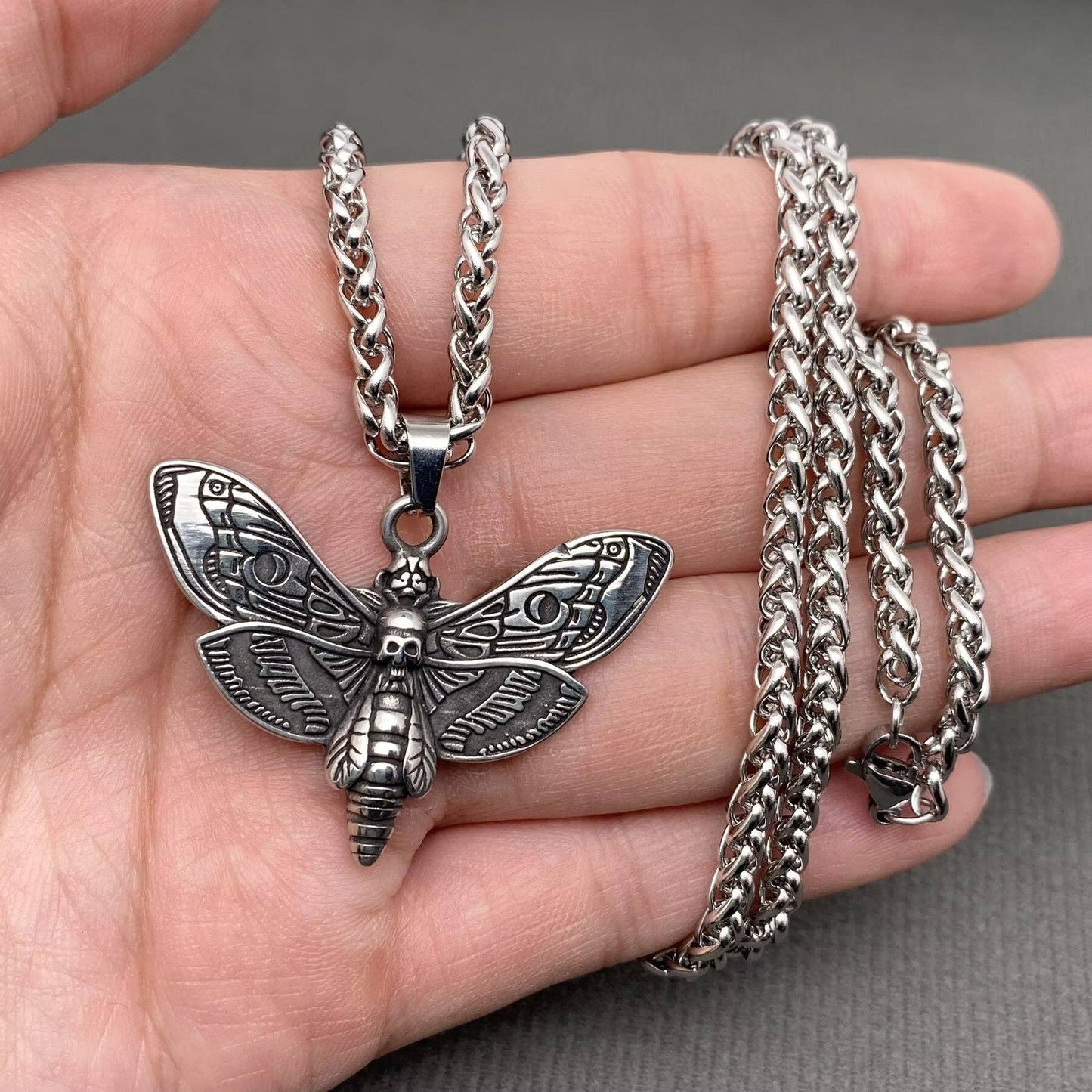 Moth Pendant Men's S.Steel Necklace