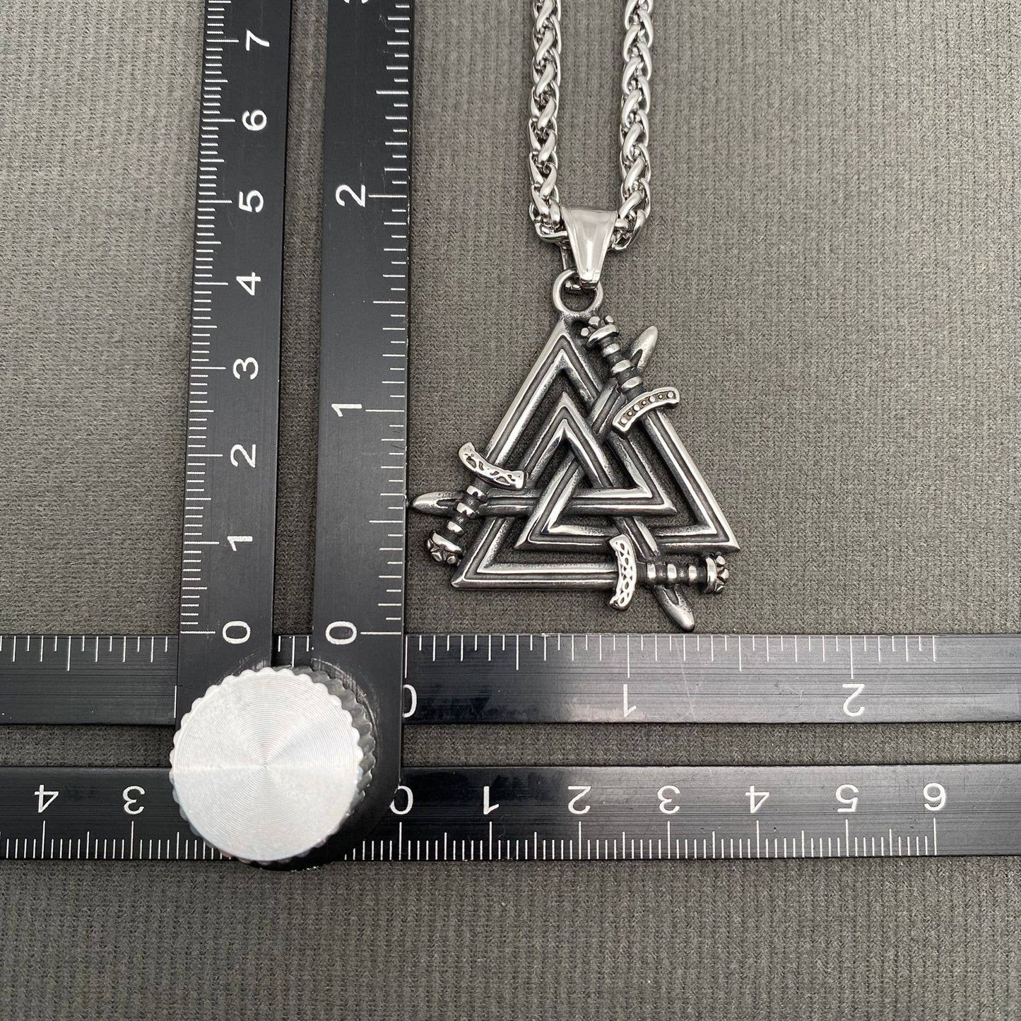 Viking Sword Valknut Pendant Men's S.Steel Necklace