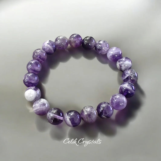 Chevron Amethyst Stone Bracelet 10mm