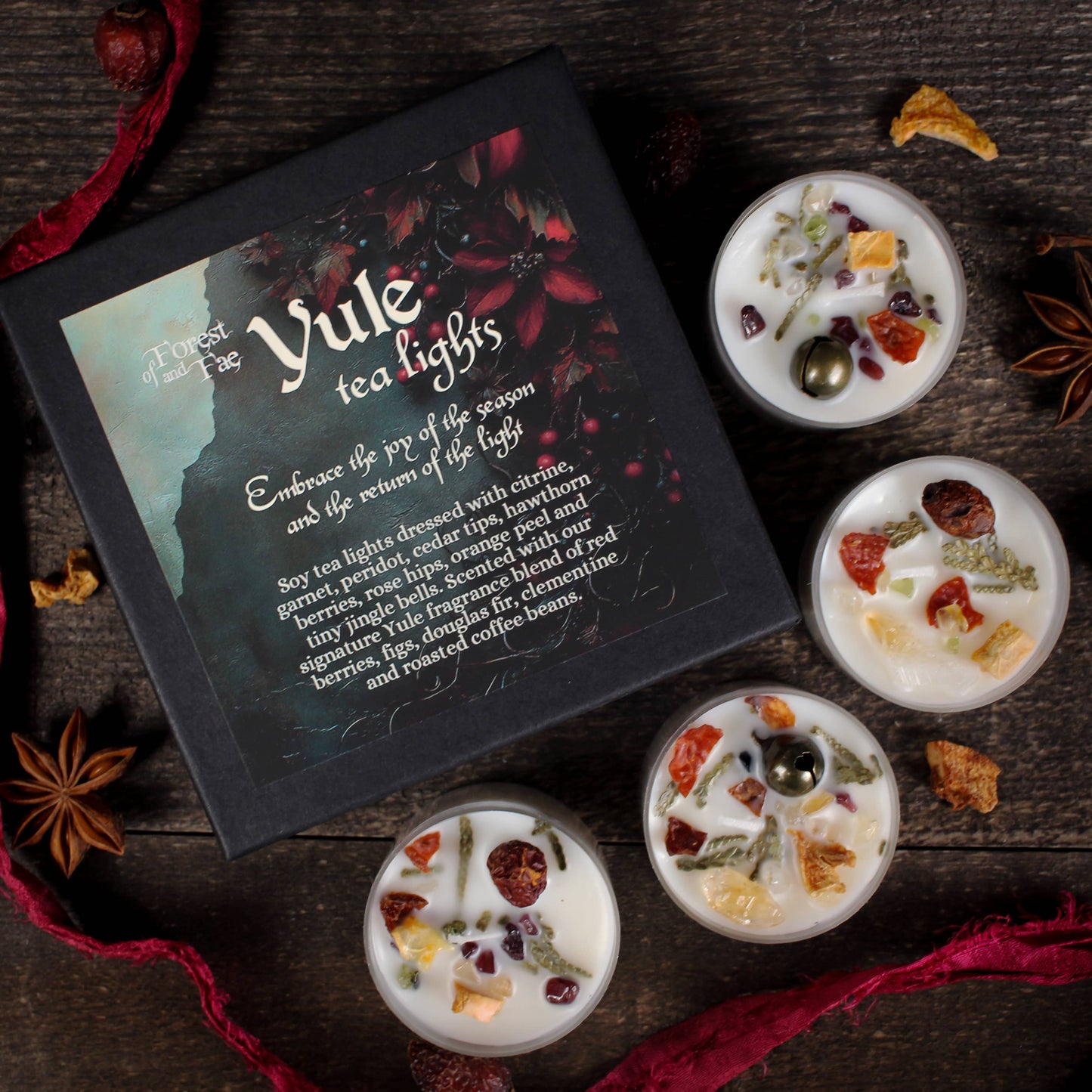 Yule Tea Lights - Herb & Crystal • Solstice • Christmas